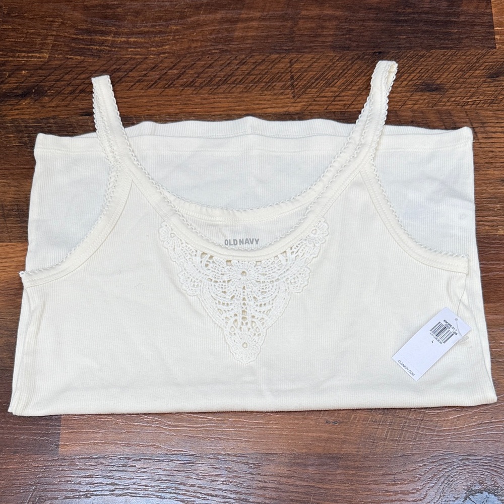 Old Navy Ivory Lace Trim Tank